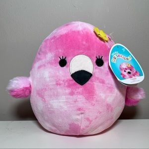 Cookie the Pink Flamingo 8 inch Squishmallow with Yellow Flower